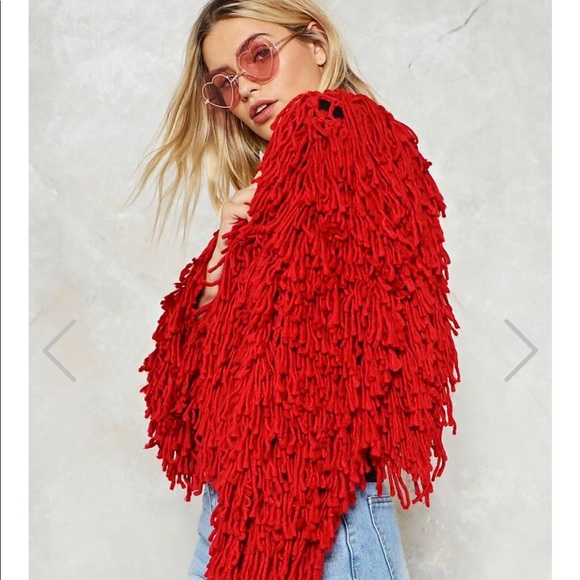 Red shag jacket Clearance